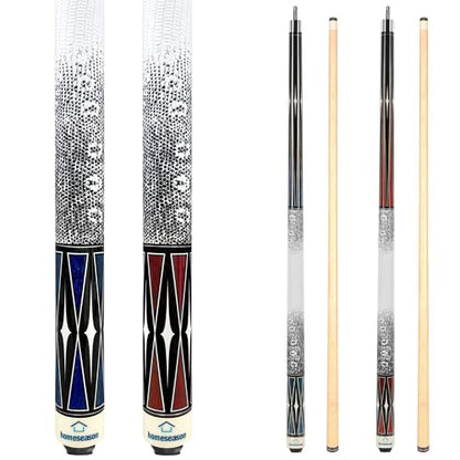 HomeSeason Pool Cue Stick 58" Billiard Cue Sticks 3D Printed Grip Professional Low Deflection Pool Sticks Maple Wood Pool Sticks 13mm Tip - color: 2-Pack-18/21oz