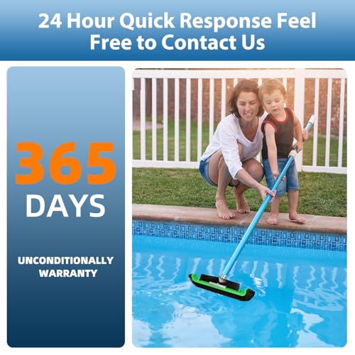 Wide Pool Brush Head, Heavy Duty Pool Scrub Brush with 12-Rows Soft Bristles, Inground/Above Ground Pool with Curved Ends, Clean Pool Wall, Floor, Step, Corner Faster, Safe for Vinyl Liner (17 INCH) - size: 17 INCH