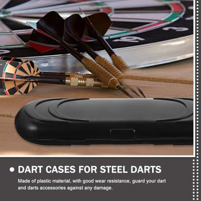 Portable Dart Storage Case 3pcs Oval Hard Shell Carrier Box for Soft Tip Darts, Compact Organizer for Travel and Tournament Use, Black