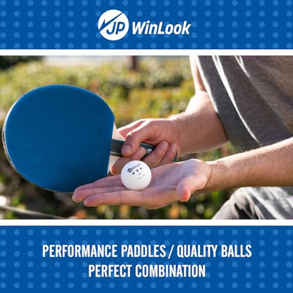 JP WinLook Ping Pong Paddles Sets - Portable Table Tennis Paddle Set with Ping Pong Paddles Professional Case & Ping Pong Balls - Premium Table Tennis Racket Player Set for Indoor & Outdoor Games - style: Black/Blue 4 Paddle Set