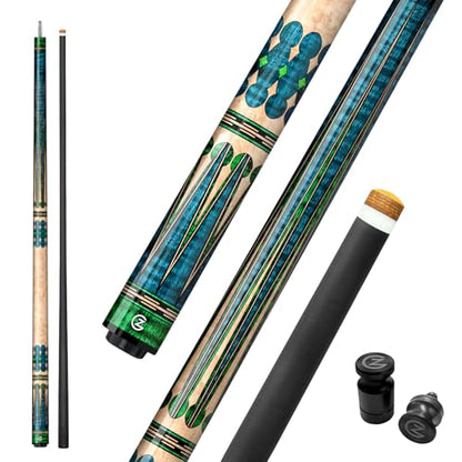 Z LUK Carbon Fiber Pool Cue Stick, Low Deflection Billiard Cue Sticks 12.5mm Tip, Professional Pool Stick for Adults with 3/8-8 Stainless Steel Joint - color: Emerald Pulse (Wrapless)