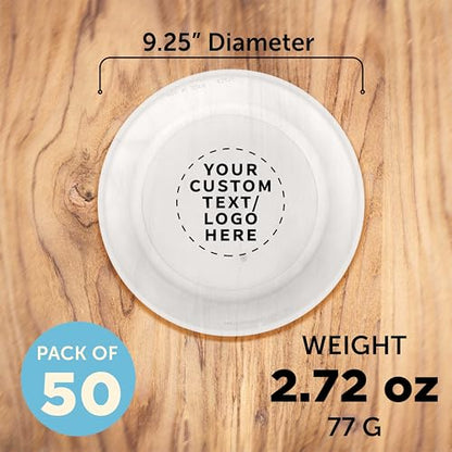 DISCOUNT PROMOS Frisbee Flying Discs in Bulk, 9.25 in. Fun Family Beach Game - color: - Custom -Translucent Clear, size: 50 flying discs