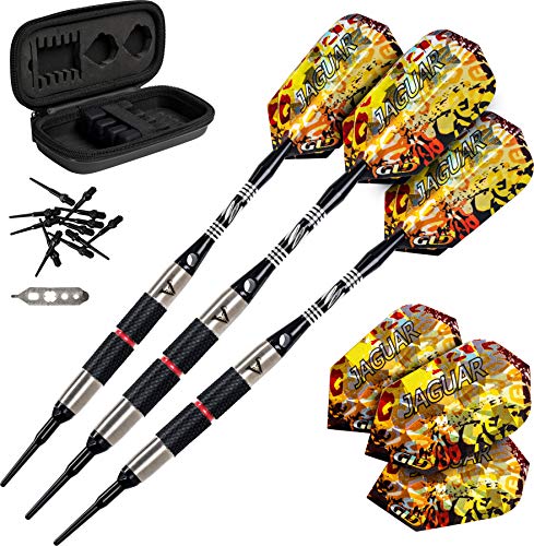 Viper Jaguar 80% Tungsten Soft Tip Dart Set with Case, 18 Grams - style: Coarse Knurling