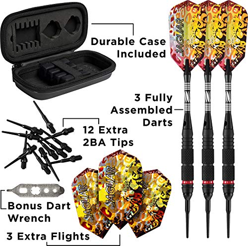 Viper Jaguar 80% Tungsten Soft Tip Dart Set with Case, 18 Grams - style: Medium Knurling