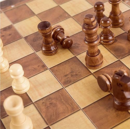 Folding Storage Wooden Chess Board Sets - 3 in 1 Chess Board Game for Adults and Kids (Backgammon, Checkers), Exquisite Wooden Chess Set - size: 13.4x13.4 inches
