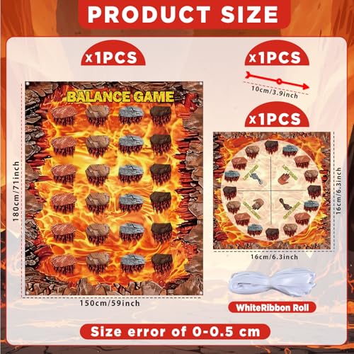 Giant Floor Games - Lava Themed Pose Balance Game, Lava Party Game, Indoor Outdoor Interactive Games For Adults - Promotes Physical Activity, Family Board Gameplay Mat for Home Lawn Yard