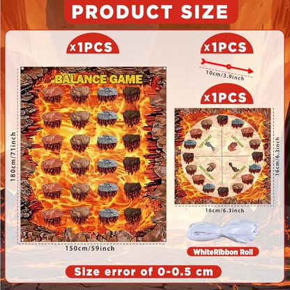 Giant Floor Games - Lava Themed Pose Balance Game, Lava Party Game, Indoor Outdoor Interactive Games For Adults - Promotes Physical Activity, Family Board Gameplay Mat for Home Lawn Yard