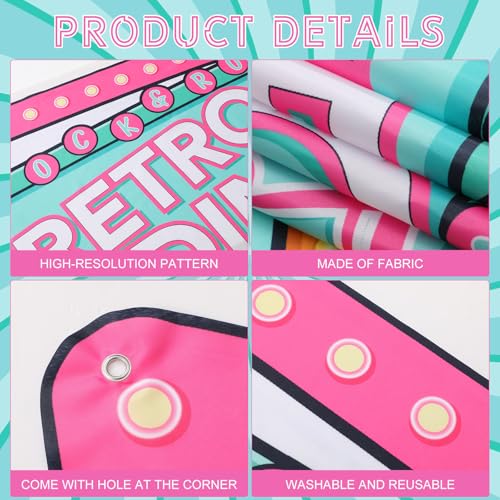 Peryiter 87 Pcs 50's Retro Diner Party Decorations Set Checkerboard Backdrop Banner Fringe Curtain Balloon Arch Kit with Music Note Toppers 1950s Rock Roll Supplies for Birthday Sock Hop Party - style: 50's