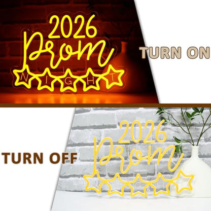 2026 Prom Night Neon Sign for Wall Decor, High School College Prom Led Signs for Dance Party, USB Dimmable Neon Lights for Class of 2026 Graduation Party Photo Backdrop - style: 2026 Prom