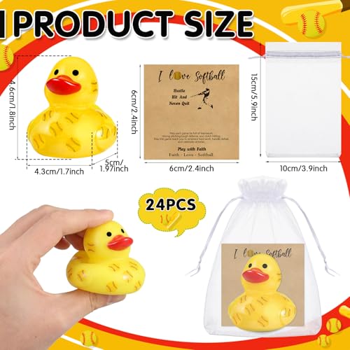 Amyhill 24 Sets Mini Softball Rubber Ducks Gifts Sport Party Favors Tabletop Decoration for Coach Team Gifts Club Gift Player Team Events Decorations Birthday Party Supplies - style: Softball