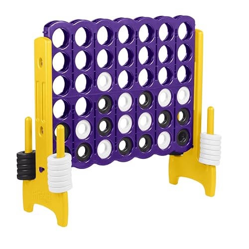 ECR4Kids Jumbo 4-to-Score Giant Game with 42 Rings and Reset Sliders, Kids Games, Purple/Gold - color: Purple/Gold