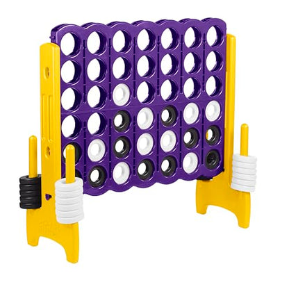 ECR4Kids Jumbo 4-to-Score Giant Game with 42 Rings and Reset Sliders, Kids Games, Purple/Gold - color: Purple/Gold