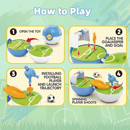 Mini Tabletop Football Game in a Ball, Travel-Ready Pocket Soccer Board Game with Launcher & Goalkeeper, Desktop Sports Toy for Kids Ages 3+