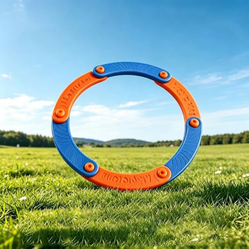Soft Flying Disc, EVA Foam Foldable Boomerang Ring Toy with Whistling Sound Safe Outdoor Lawn Beach Pool Games Birthday Gift (Dark Blue Orange) - color: Dark Blue Orange