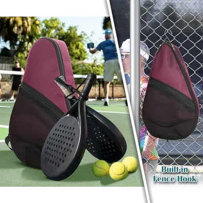 Cosmos Padel Racket Bag Pickleball Paddle Sling Backpack Padel Racquet Storage Bag, Padel (Paddel Tennis) Equipment Carrying Bag with Mesh Pocket for 2 Paddles Ball Water Bottle & Accessory - color: Burgundy