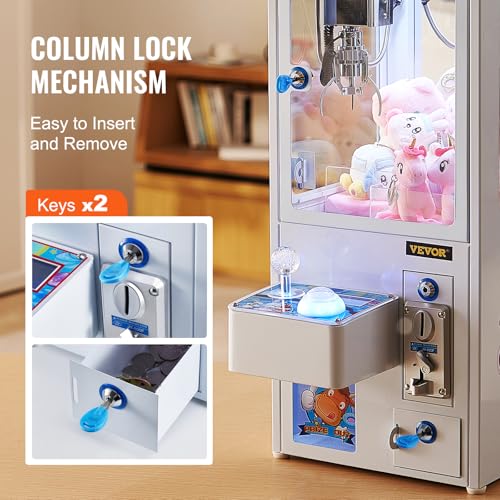 VEVOR Claw Machine, 0-3” Jaw Diameter 0-5” Jaw Lifting, Crane Prize Grabber Commercial Arcade Game Toys, Cool Fun Grab-and-Win Machine w/Light and Sound, Dispenser Vending Toy for Kids,Boys &Girls - color: White, style: Classic clip-on