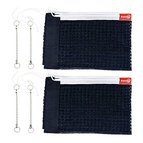 Sanung C-X1 Table Tennis Net Set, 2 Pieces Ping Pong Mesh Net with Chain for Indoor and Outdoor Training Competition Use, Easy to Set Up, Navy Blue