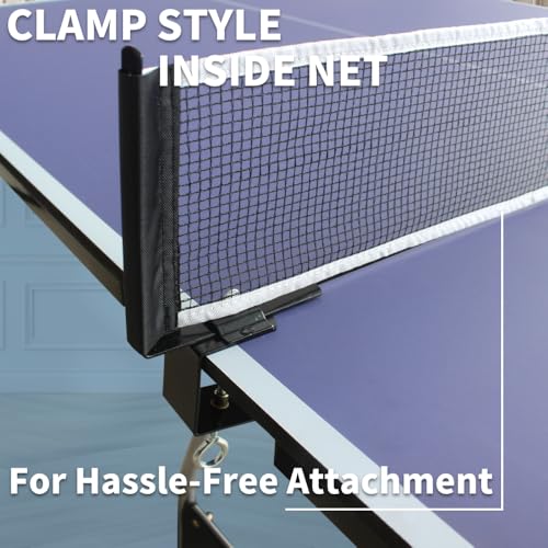 Mid-Size Foldable & Portable Ping Pong Table Set, 8x4.5ft Indoor Table Tennis Table with Net, 2 Paddles and 3 Balls
