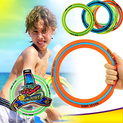 JA-RU Zooma Ring Flyer for Kids (4 Units) 11.2 Inch Orange Flying Disc Pool Toy & Beach Games. Outdoor Kids Play Equipment. Disc Golf Yard Games, Orange-1029-4s