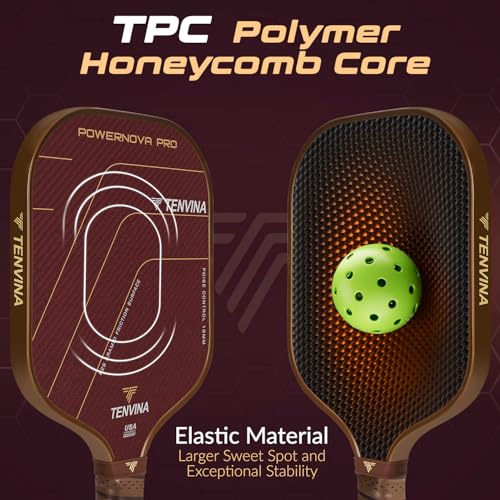TENVINA Pickleball Paddles, Thermoformed T700SC Carbon Fiber Pickleball Paddle, Pickle Ball Paddle USAPA Approved with Dominant Power and Larger Sweet Spot - color: PRO-Aramid-Wider-16MM Control