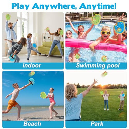 Dolanus Toss and Catch Games - Throw Catch Velcro Ball Set with 4 Paddle, 4 Balls, Toys for Kids Outdoor Outside Pool Sand Beach Activities, Birthday Gifts for Ages 3 4 5 6 8 12 Year Old Boys Girls