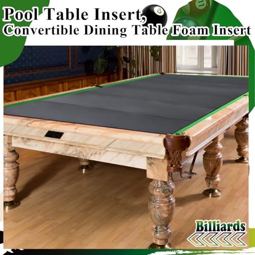 Leyndo 8 ft/7 ft Pool Table Insert for Table Conversion Topper Dining/Game Foam Billiard Pool Convertible Cover Mat Waterproof and Foldable, Black - size: 8'
