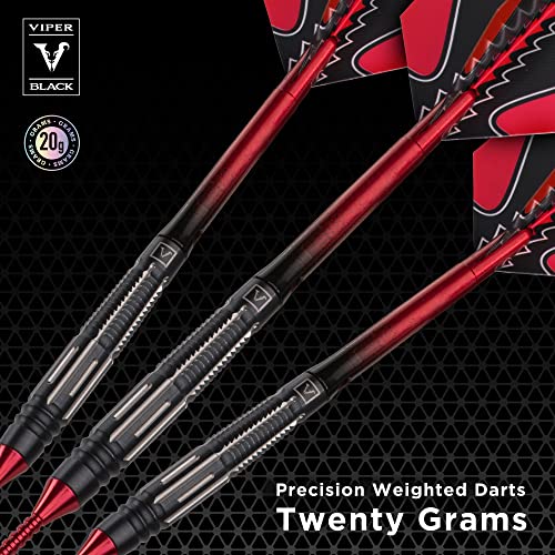 Viper Black Flux 90% Tungsten Conversion Darts, Professional Darts Steel Tip and Soft Tip Dart Set for Sisal and Electronic Dartboards, 20 Grams - color: Red