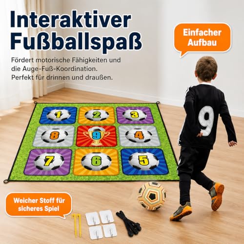 Qianly Tacky Practice Mat Target Game, Childrens 150x150cm, Soft Material Soccer Practice Mat for Kids 7-14 Years, Indoor Outdoor Soccer Set