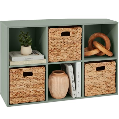 Best Choice Products Kids Bookcase 6-Cube Storage Organizer, 11in Shelf Opening, Bookshelf, Toy Storage, Customizable w/ 3 Removable Back Panels – Sage - color: Sage, size: 6-Cube, 11in Shelf Opening, No Legs