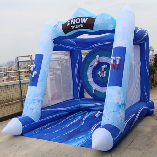 Blue Inflatable Snow Throwing Game Inflatable Ball Toss Target Dart Board 12 Axes+8 Toss Ball for Party/Birthday/Backyard/School/Team Events - style: Single Dart