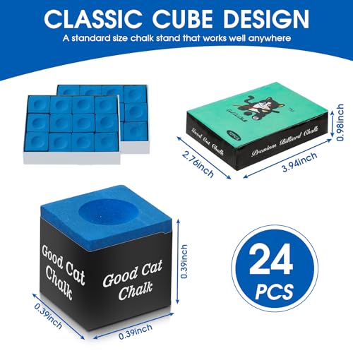 Pool Cue Chalk – Professional Billiard Chalk Set, Bulk Packs Available (12PCS / 24PCS / 144PCS), Long-Lasting Grip, Anti-Miscue, Low Deflection Cue Tip Chalk - size: 2Pack Set Of 24PCS