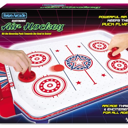 Merchant Ambassador Retro Arcade Electronic: Air Hockey - Tabletop Game, Powerful Airflow, 2 Players, Ages 6+