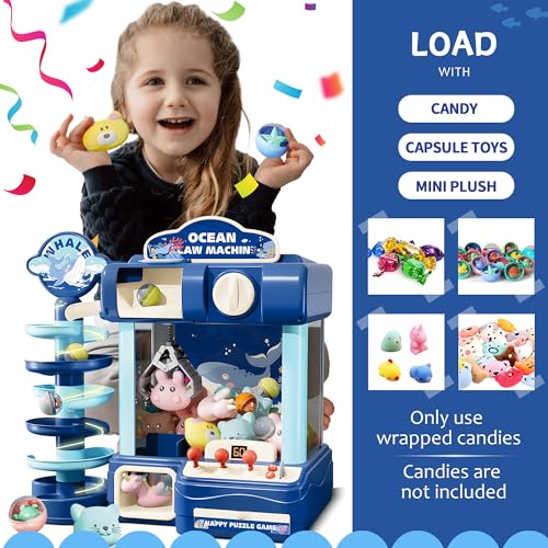Kids Claw Machine, Arcade Game Toy for Ages 8-13, Candy Vending Toys for Girls and Boys, Electronic Claw Game Machine for Party with Lights Sound, Birthday Gifts for 6 7 9 10 12 Years Old - style: 2-in-1 Large Whale Wonder