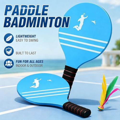 22PCS Beach Paddle Ball Set for Kids & Adults, Outdoor Toss and Catch Game with Balls & Shuttlecocks, Portable Beach Toys for Backyard, Camping, Pool, Family Party Games