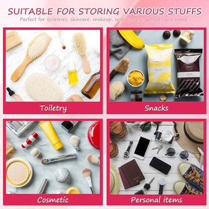 BuyCard Preppy Patch Sun Cosmetic Bag Summer Sunscreen Toiletry Bag Portable PVC & Nylon Waterproof Makeup Bag Daily Use Storage Purse Travel Swimming Beach Bag for Women Girls - color: Pink
