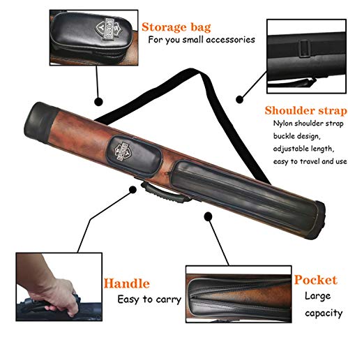 2x2 Hard cue case Oval Pool Cue Billiard Stick Carrying Case - color: A03-Brown