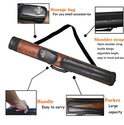 2x2 Hard cue case Oval Pool Cue Billiard Stick Carrying Case - color: A03-Brown