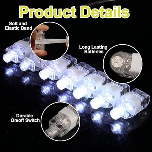 100pcs White Finger Lights, Glow in the Dark Wedding Party Favors, LED Finger Flashlights for Goodie Bag Stuffers Classroom Prizes, Carnival Birthday Concert Gifts Accessories - style: White-100