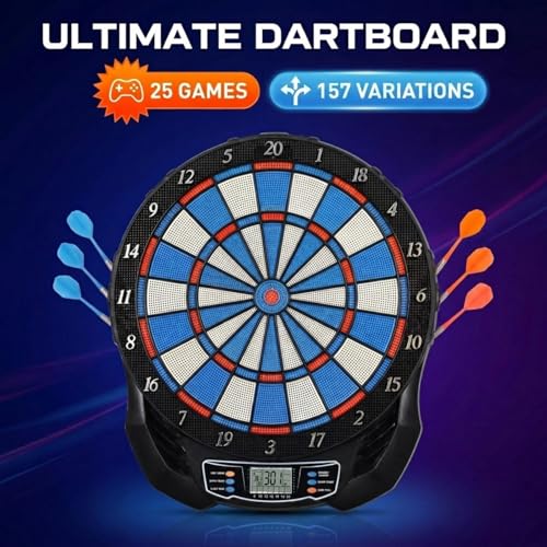Electronic Dart Board - Professional Dart Board with Digital Scoreboard, LED Display, Soft Tip Darts & Electric Dartboards for Adults, USB-C Power