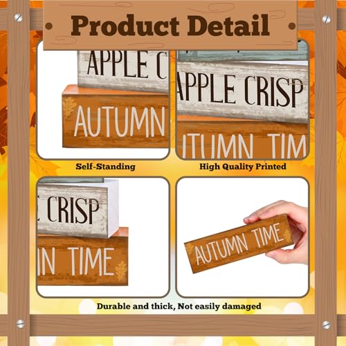 Lineshading 4 Pcs Fall Decoration for Home Wooden Maple Leaf Fall Tiered Tray Decor Thanksgiving Table Centerpiece Rustic Decorative Maple Leaf Block Signs Gift Farmhouse Autumn Decoration for Home - style: Autumn Maple Leaf