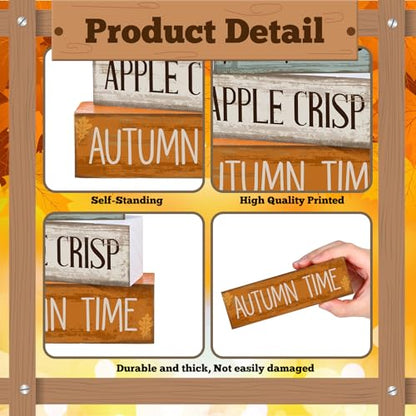 Lineshading 4 Pcs Fall Decoration for Home Wooden Maple Leaf Fall Tiered Tray Decor Thanksgiving Table Centerpiece Rustic Decorative Maple Leaf Block Signs Gift Farmhouse Autumn Decoration for Home - style: Autumn Maple Leaf