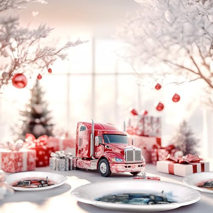 Semi Truck Birthday Party Favors & Tableware Set - Semi Truck Theme Plates, Napkins, Forks - style: Semi Truck