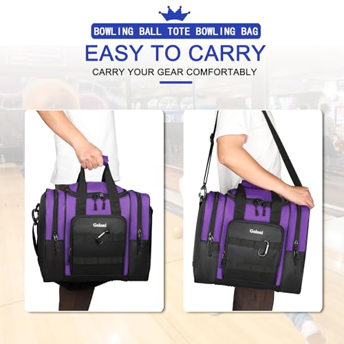 Goloni 1 Ball Bowling Bag for Men, Durable Bowling Tote with Padded Holder & Ventilated Shoe Compartment (Fits Size 14) - color: Purple