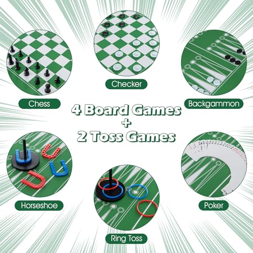 HOMGX 12-in-1 Game Table, Combo Game Table Set w/Air Hockey, Foosball, Billiards, Ping Pong, Pool, Chess, Bowling, Checkers, Backgammon, Shuffleboard, Family Arcade Games for Adults & Kids