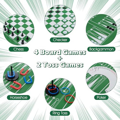 HOMGX 12-in-1 Game Table, Combo Game Table Set w/Air Hockey, Foosball, Billiards, Ping Pong, Pool, Chess, Bowling, Checkers, Backgammon, Shuffleboard, Family Arcade Games for Adults & Kids