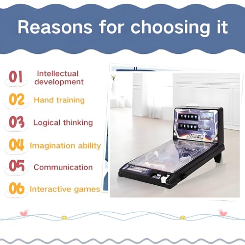 Table Top Pinball Machine, Electronic Arcade Games for Kids, Fun and Interactive Toy, with LED Lights & Sound Effects, Easy-to-Play