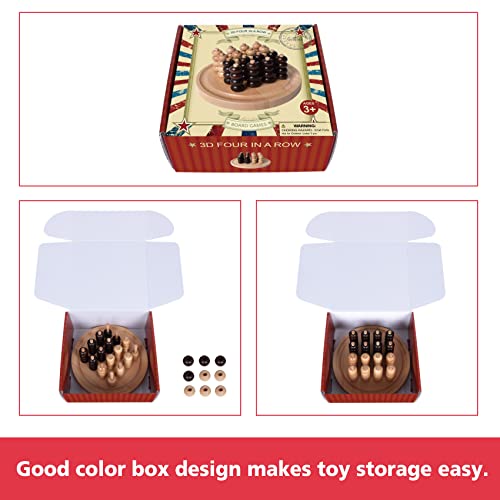 GOTHINK Portable 3D Wooden Four in a Row Board Games for Adults & Kids- 4 in a Row Game Set with Birch Chess for Family Night Games Birthday & Holiday Party Toy Gifts - Challenge Your Mind - style: Four in a Row Game