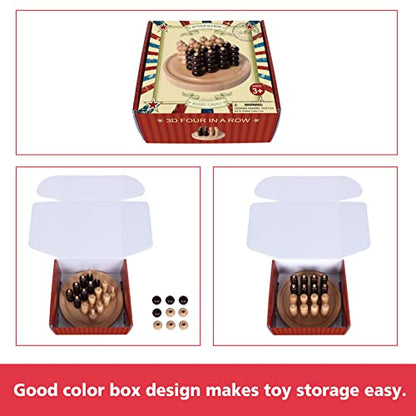 GOTHINK Portable 3D Wooden Four in a Row Board Games for Adults & Kids- 4 in a Row Game Set with Birch Chess for Family Night Games Birthday & Holiday Party Toy Gifts - Challenge Your Mind - style: Four in a Row Game