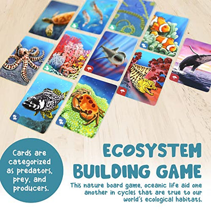 Genius Games Ecosystem: Coral Reef - A Mensa Recommended Family Card Game About Aquatic Animals, Their Habitats & Food Chain | A Light Educational Marine Biology Board Game for Kids and Families - style: Ecosystem Coral Reef