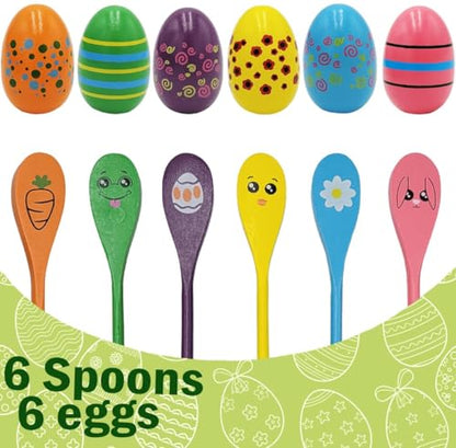 Painted Easter Egg and Spoon Race Game Set, Family Game for Kids & Family Activity Holiday Outdoor Yard Easter Egg Hunt Birthday Party Front Lawn - style: 24 Players
